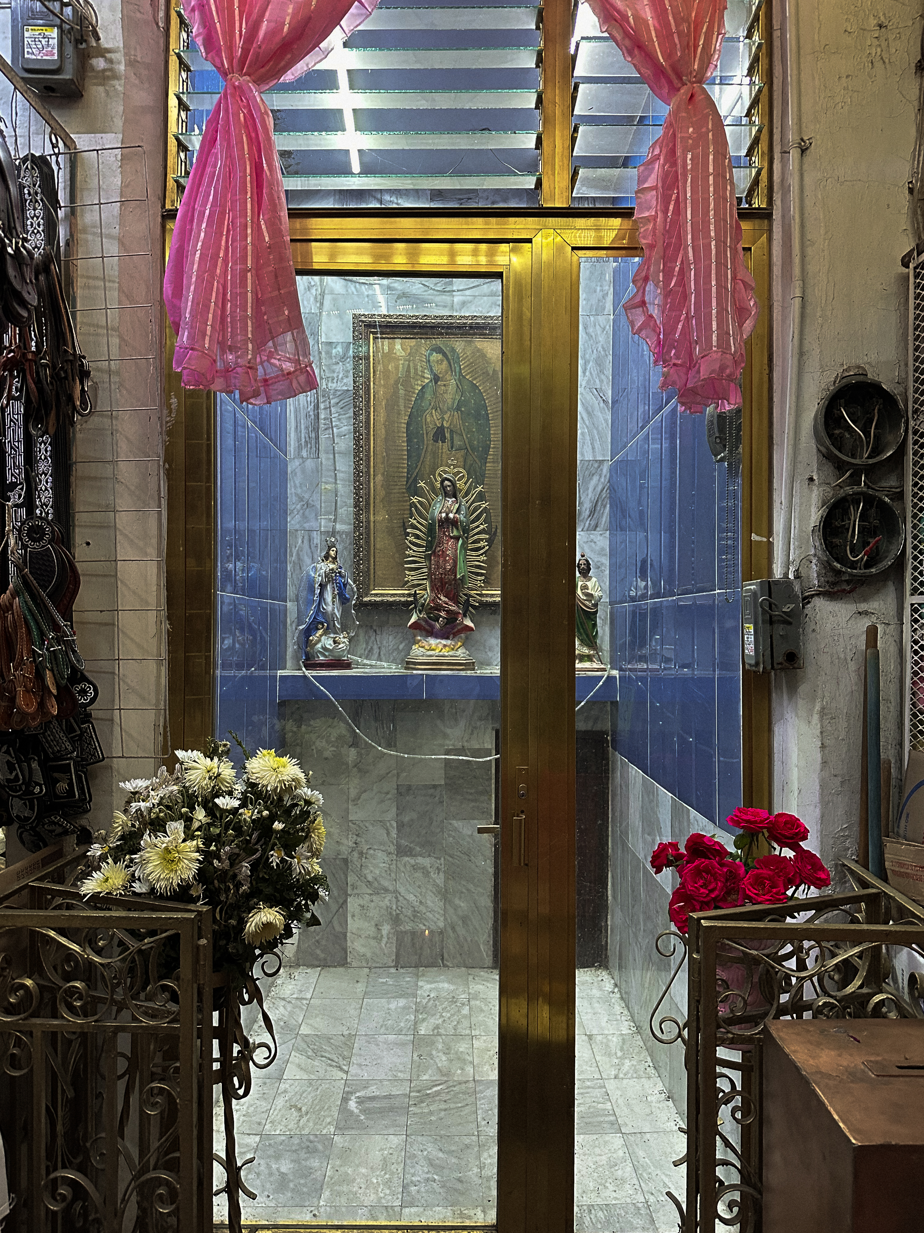 Shrine with Virgin Mary inside a market area